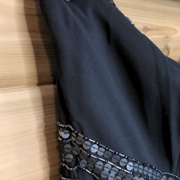 Adrianna Papell Evening Black Silk Beaded Strapless Dress size 12 - Picture 4 of 15